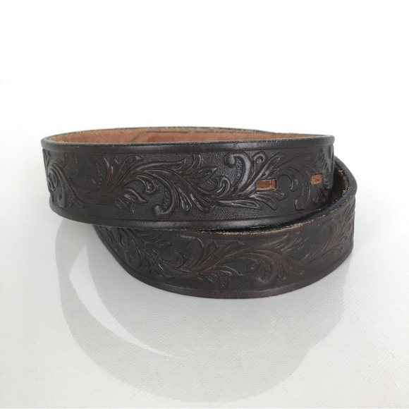 Tony Lama Other - Tony Lama Western Tooled Top Grain Leather Belt Brown Unisex Size 24 Cowboy Belt